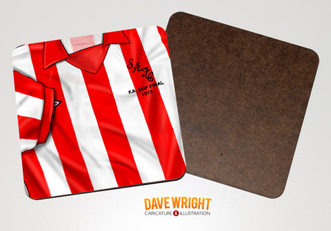 1973 cup final shirt - Sunderland AFC drinks coaster.