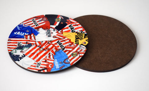Sunderland - 'Classic kits of the 80s and 90s' drinks coaster.