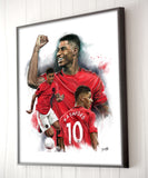 Marcus Rashford - Manchester United.  Hand-drawn art print. (A4 or A3 size)
