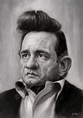 Johnny Cash Caricature. Limited edition print. (A4 size 297mm x 210mm)