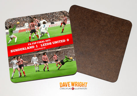 The goal and the save -  1973 cup final  - Sunderland AFC drinks coaster.