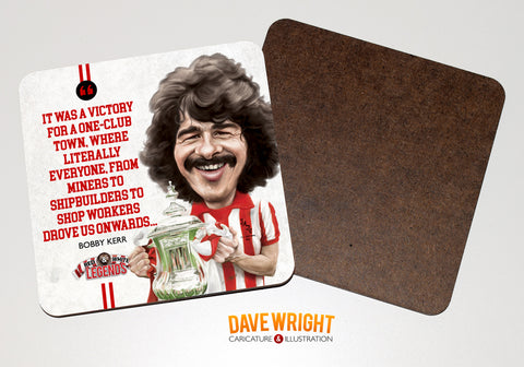 Bobby Kerr - Sunderland Legend -  drinks coaster.