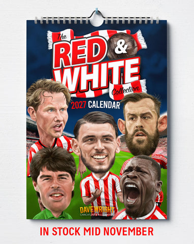 The Red & White Collection (Sunderland AFC) A4 2027 caricature wall Calendar