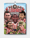 'Retro' Red & White Legends (Sunderland AFC) A4 2024 wall Calendar