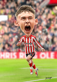 Chris Rigg. Sunderland AFC. Caricature print. (A4 size 297mm x 210mm) or A3 size (420mm x 297mm) (Copy)