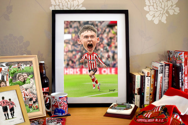 Chris Rigg Drawing Chris Rigg. Sunderland AFC. Caricature print. (A4 size 297mm x 210mm ...