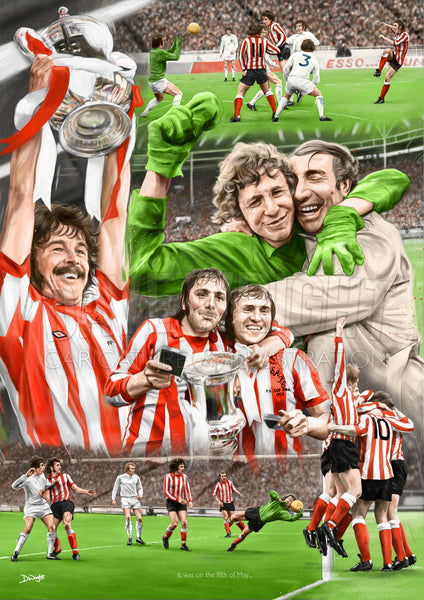 'It was on the fifth of May'. Sunderland AFC 1973 FA-Cup Final art print. (A4 size 297mm x 210mm) or A3 size (420mm x 297mm)
