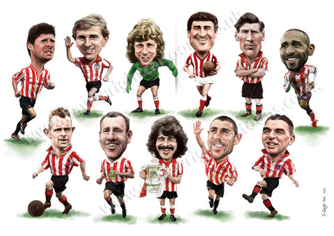 Red & White Legends (Sunderland AFC) Limited edition caricature print