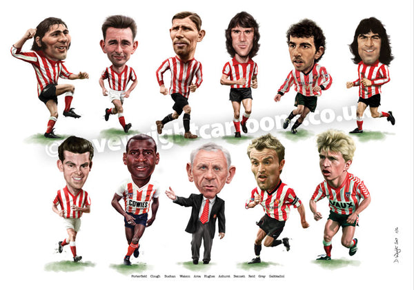 Red & White Legends (Sunderland AFC) Version 2 - Limited edition caricature print
