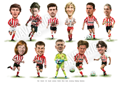 'Homegrown Heroes' (Sunderland AFC) - Limited edition caricature print
