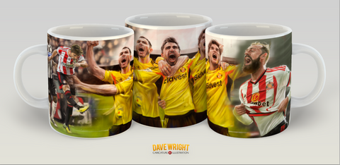 '6 in a row' Borini, Bardsley, Alonso and Fletcher (Sunderland AFC) mug - by Dave Wright
