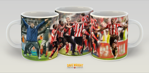 '6 in a row' Poyet, Di Canio and Defoe (Sunderland AFC) mug - by Dave Wright