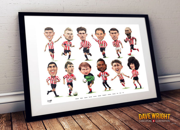 The Red & White Collection (Sunderland AFC) Limited edition caricature print