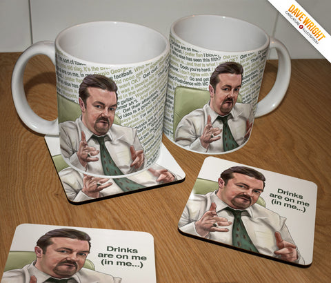 David Brent 'The Office' tribute mug and coaster set.
