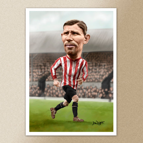 Charles Buchan (Sunderland AFC) Caricature print. (A4 size 297mm x 210mm) or A3 size (420mm x 297mm)