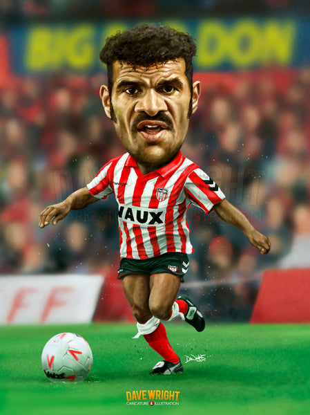 Don Goodman. (Sunderland AFC) Limited edition print. (A4 size 297mm x 210mm) or A3 size (420mm x 297mm)