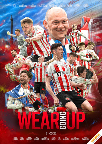 'Wear Going Up' (Sunderland AFC) 'Movie style' art print. (A4 size 297mm x 210mm) or A3 size (420mm x 297mm)