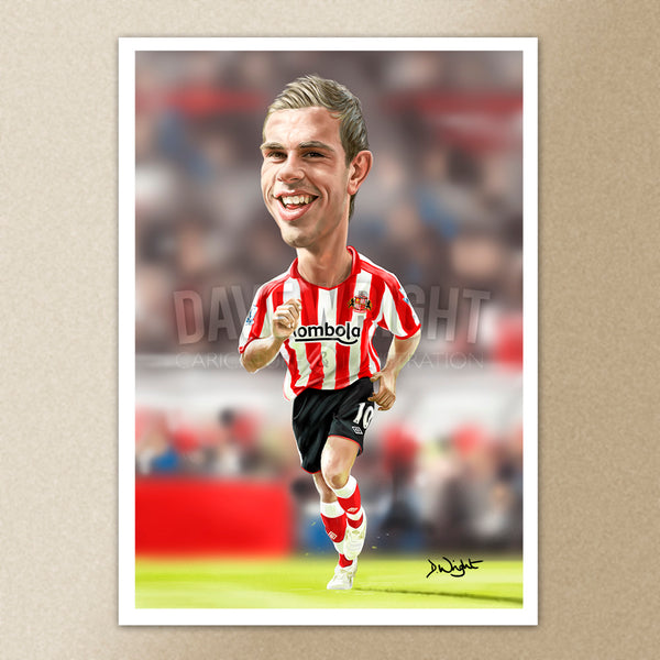 Jordan Henderson (Sunderland AFC)caricature print. (A4 size 297mm x 210mm) or A3 size (420mm x 297mm)
