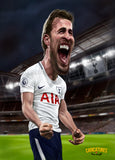 Harry Kane, Spurs and England, Limited edition caricature print. (A4 size 297mm x 210mm) or A3 size (420mm x 297mm)