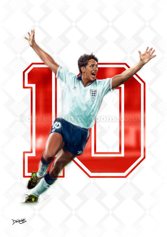 Lineker 10. Limited edition art print. (A4 size 297mm x 210mm) or A3 size (420mm x 297mm)