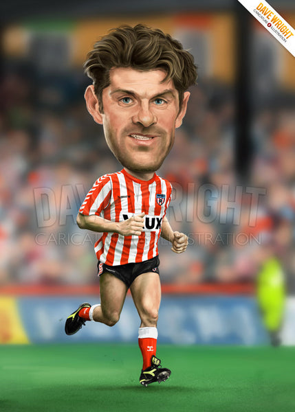 John MacPhail  - Sunderland AFC caricature print. (A4 size 297mm x 210mm) or A3 size (420mm x 297mm)