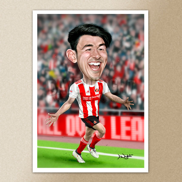 Luke O'Nien (Sunderland AFC)caricature print. (A4 size 297mm x 210mm) or A3 size (420mm x 297mm)