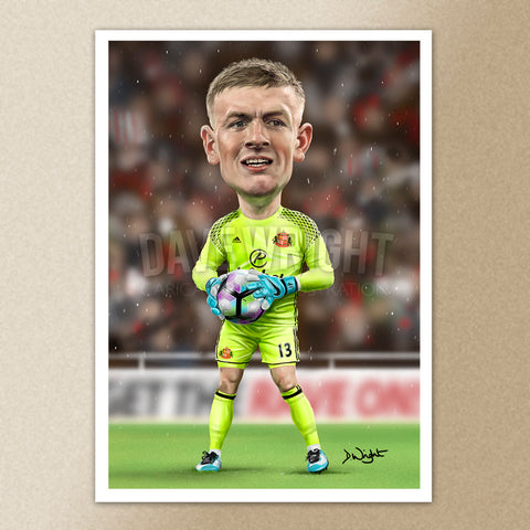 Jordan Pickford (Sunderland AFC)caricature print. (A4 size 297mm x 210mm) or A3 size (420mm x 297mm)