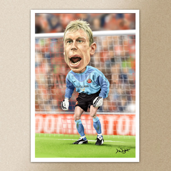 Mart Poom. (Sunderland AFC) Limited edition print. (A4 size 297mm x 210mm) or A3 size (420mm x 297mm)