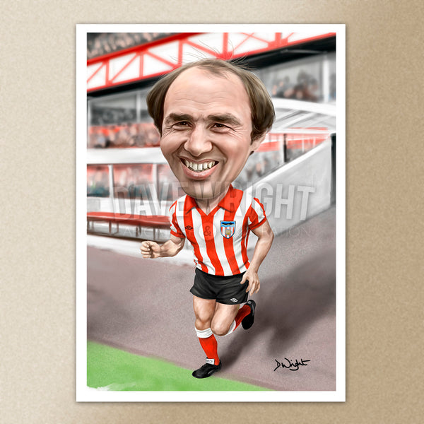 Bryan 'Pop' Robson (Sunderland AFC)caricature print. (A4 size 297mm x 210mm) or A3 size (420mm x 297mm)