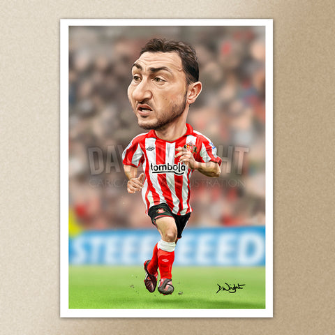 Steed Malbranque (Sunderland AFC) caricature print. (A4 size 297mm x 210mm) or A3 size (420mm x 297mm)