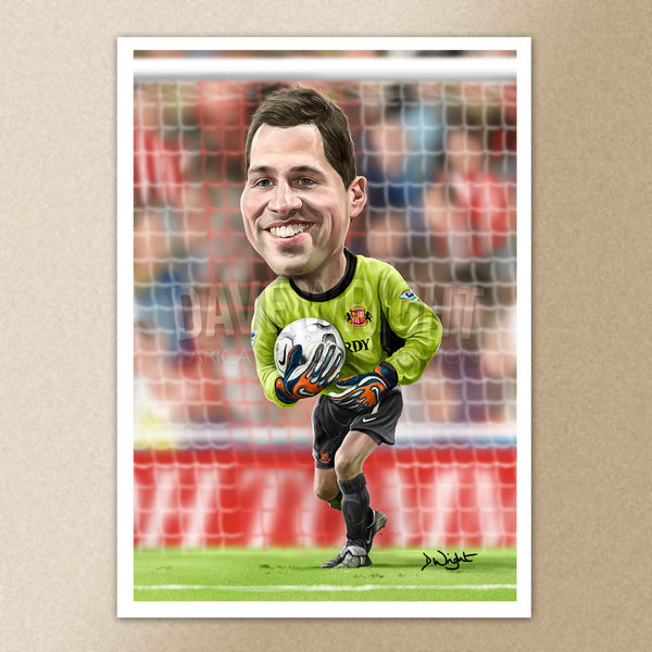 Thomas Sorensen (Sunderland AFC) caricature print. (A4 size 297mm x 210mm) or A3 size (420mm x 297mm)