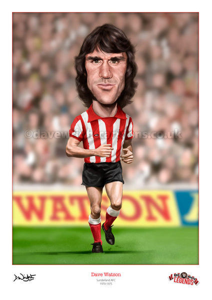 Dave Watson -  Red & White Legends. (Sunderland AFC) caricature print. (A4 size 297mm x 210mm) or A3 size (420mm x 297mm)